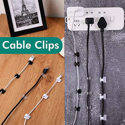 60 Pieces Mini Cable Clips Hooks Christmas Light Clips Self Adhesive Light Hooks Cord Clips for Desk Outdoor String Lights(Medium,Black)