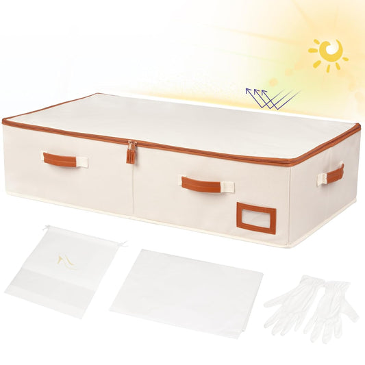 Wedding Dress Storage Box, Large Shadeable Wedding Dress Preservation Box with Microfiber Gloves, 20 Sheets of Acid Free Paper and Dustproof Bag for Wedding Dress, Heirlooms, Gowns