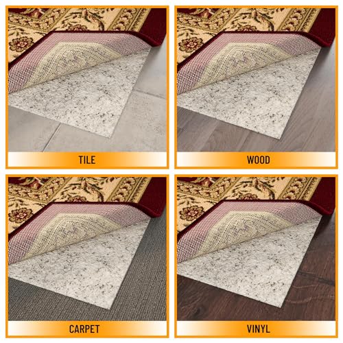 Ottomanson Non Slip Rug Pad Grip 3x16 1/8 Thick, Protection for Any Flooring Surface, Keep Your Runner Rug and Area Rugs in Place, 2'7" x 16', Beige