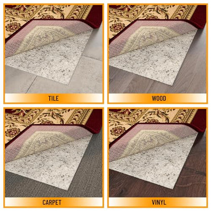 Ottomanson Non Slip Rug Pad Grip 3x16 1/8 Thick, Protection for Any Flooring Surface, Keep Your Runner Rug and Area Rugs in Place, 2'7" x 16', Beige