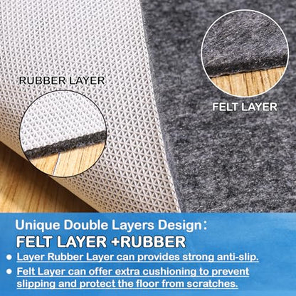 Non-Slip Rug Pads 8 x 10 ft, 100% Waterproof Extra Large Area Rugs Non Skid Rug Pad for All Floors and Finishes Durable Hardwood Floor Protective Felt Keeps Rugs in Place, Safe and Secure