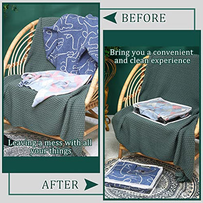 6pcs Clear Zippered Storage Bag Plastic Individual Sweater Storage Bag with Zipper Label Closet Clothing Organizer for Blanket Clothes Bed Sheet Comforter Quilt Pillow(15.7 x 13.7 x 3.9 Inch)