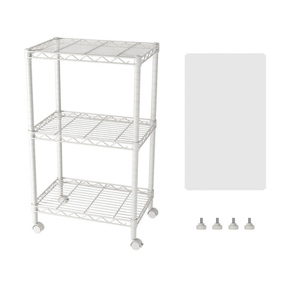 SINGAYE 3 Shelves Storage Shelf Wire Shelving Unit Metal Adjustable Wheels | Small Shelf Storage with Wheels Organizers Closet Unit for Bathroom Laundry Room Kitchen Pantry11.5D x 17.5W x 30.5H White