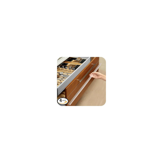 4pcs Cabinet Protectors for Kitchen Cabinets, 3/4" Th×24" L, Plastic | Fits Flat-edge Cabinet, Trash Drawer, No-Tool Installation, Low Profile Slip, Clear, Nearly Invisible Design, Food Grade PC