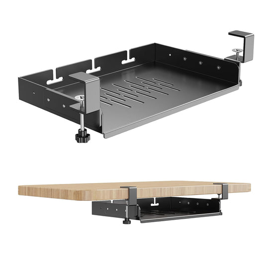 No Drill Under Desk Laptop Mount, Metal Under Desk... (Black | alloys)