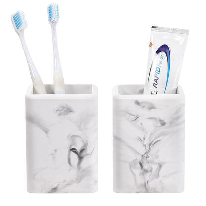 Luxspire Toothbrush Holders, Diatomite, 2 Pack, Marble | Fast Drying, Diatomaceous Earth, Electric Toothbrush Holder, Toothbrush and Toothpaste Holder, Bathroom Organizer Essentials
