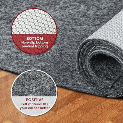Waterproof Rug Pad, 8x10 ft Area Rug Non-Slip Carpet Pad, Non-Slip Rug Pads for All Floors and Finishes, Felt Pad for Hardwood Floors, Keeps Carpets in Place Soft and Safe