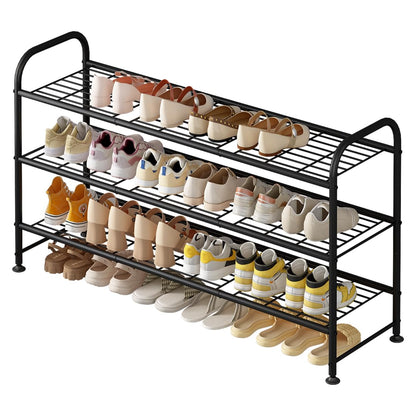 LINZINAR 3 Tier Long Shoe Rack for Closet Metal Shoe Organizer for Entryway | Spacious design stores 20+ pairs of shoes,durable metal frame,space-saving organizer for closet, hallway, and Entryway Black