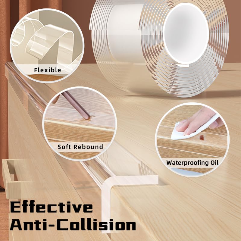 Clear Soft Corner Protectors for Furniture Strip,2.6 in x 6.6 FT,Sharp Edge & Table Bumper,Window Edge,Wall Protector, Soft Corner Guards Safe for Proof,Table Corner Protectors in Family