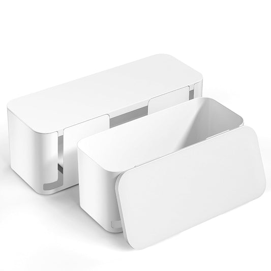Cable Management Box, White, XL+M, 2 Pack (White)