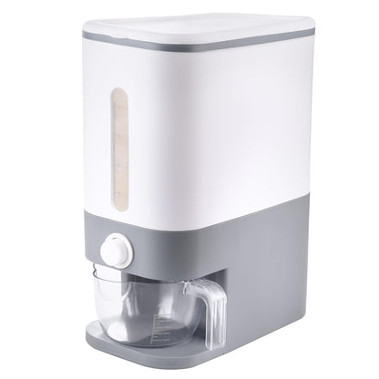 22.5-25 Lbs Gray Rice Dispenser, Rice Container with Lid, Rice Storage Container with Measuring Cup, Food Dispenser Rice Container, Storage Container for Cereal, Household Rice Bucket