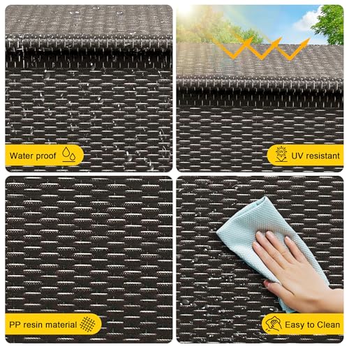 Wicker Deck Box, 185 Gallon All-Weather Outdoor Storage Box - Brown | Rattan Storage Bin for Patio Furniture, Outdoor Cushions, Pool Storage and Garden Tools