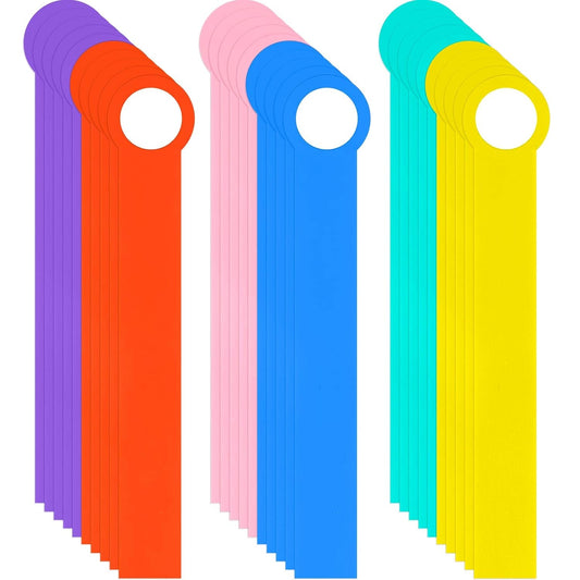 Geyee 30 Pcs Library Book Dividers for Shelves with Stickers, Library Assorted Colored Book Shelf Dividers Plastic Flexible Shelf Marker Set for Teacher Supplies