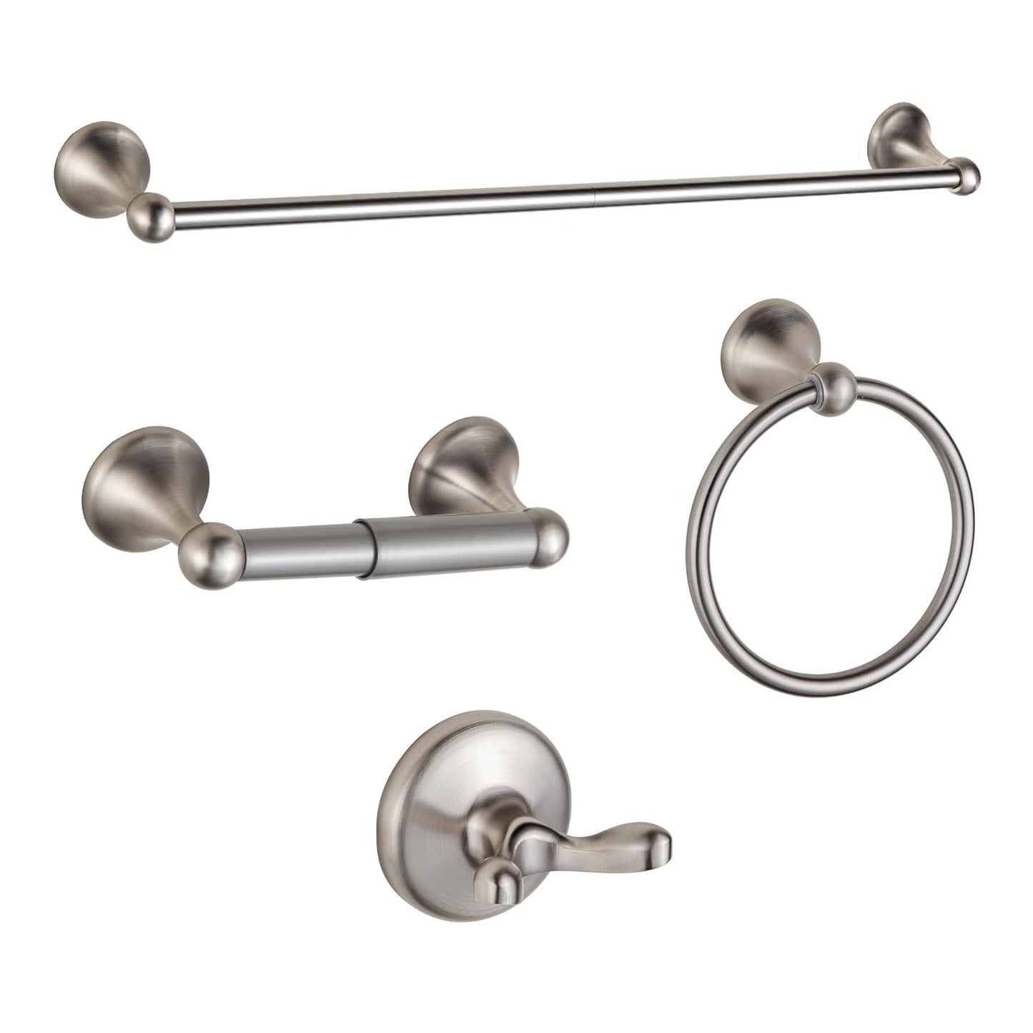 BGL Bathroom Accessory Set, Brushed Nickel Adjustable Expandable Towel Bar 4-Piece Bathroom Hardware Set Wall Mounted