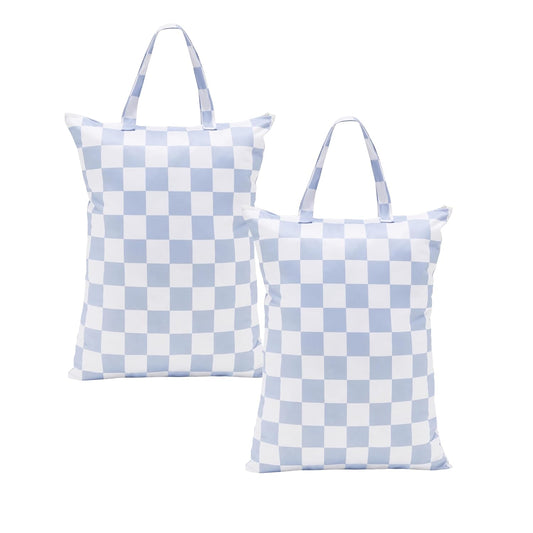 Checkered 2 Pcs Large Travel Laundry Bags for Dirt... (2 Count | Blue | Polyester)