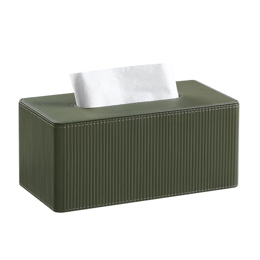 PU Leather Tissue Box Cover Rectangle Tissue Box H... (Green | Faux Leather)