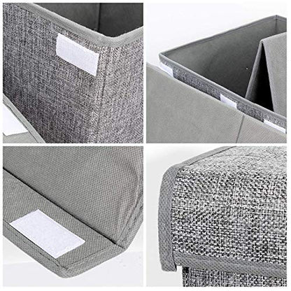 Large Toy Box Storage with Lid, Collapsible Sturdy Toy Chest Storage Bin | Toy Storage with Rivets Handles for Kids, Boys, Girls, Nursery, Playroom, Living Room, Bedroom, 25"x 13" x 16" (Linen Gray)
