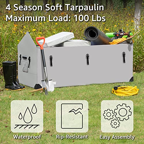 174 US Gallon Outdoor Storage Box Waterproof Soft Shell Tarpaulin Deck Box for Patio Furniture Outdoor Cushions, Throw Pillows, Garden Tools