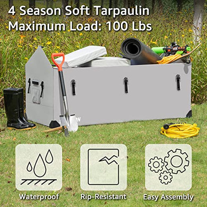 174 US Gallon Outdoor Storage Box Waterproof Soft Shell Tarpaulin Deck Box for Patio Furniture Outdoor Cushions, Throw Pillows, Garden Tools