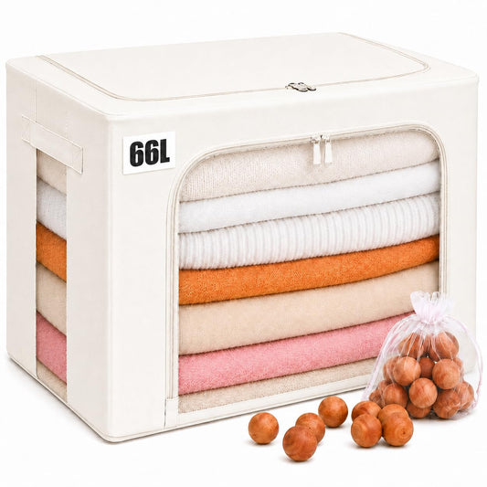 66L Large Cashmere Sweater Storage Bag with Steel... (Cream)