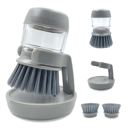 Soap Dispenser with Dish Brush and Storage Bracket... (Gray)