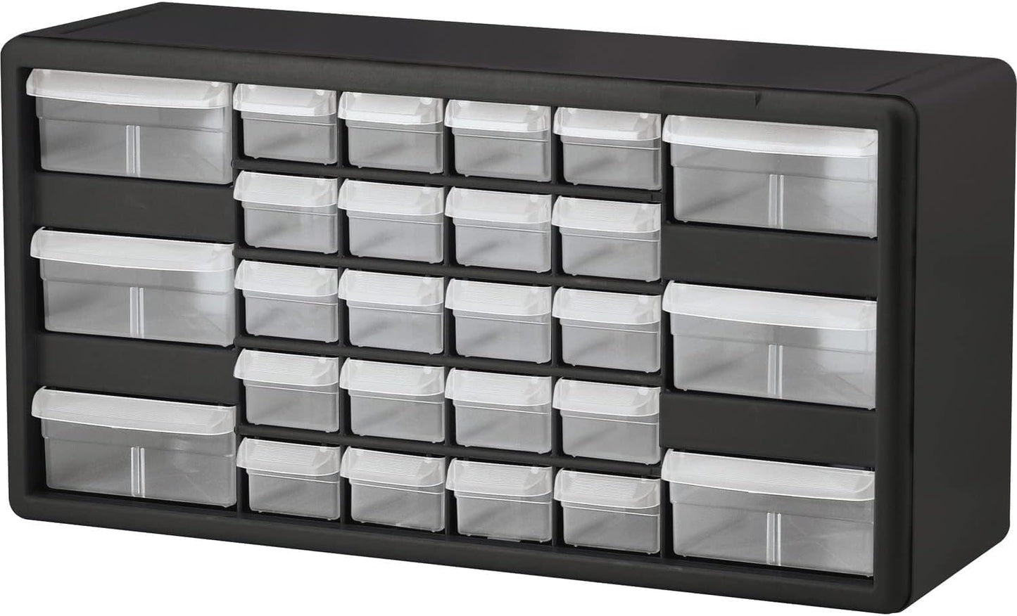 Akro-Mils 26-Drawer Plastic Storage Cabinet, 20"W x 6"D x 10"H, Black