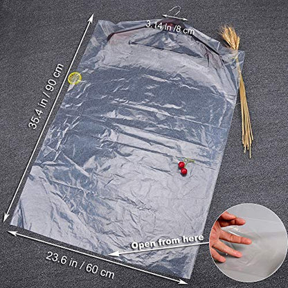50 Pack 35.4inch Plastic Clear Dry Cleaning Hanging Lightweight Garment Clothes Cover Protector Bags for Closet Clothes Storage.
