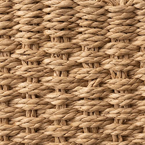 LA JOLIE MUSE Small Wicker Baskets for Organizing, Desert 3 Pack | Decorative Organizer with Vegan Leather Tag, Round Handle, Storage Baskets for Shelves, Bedroom, Kitchen, Office and Home