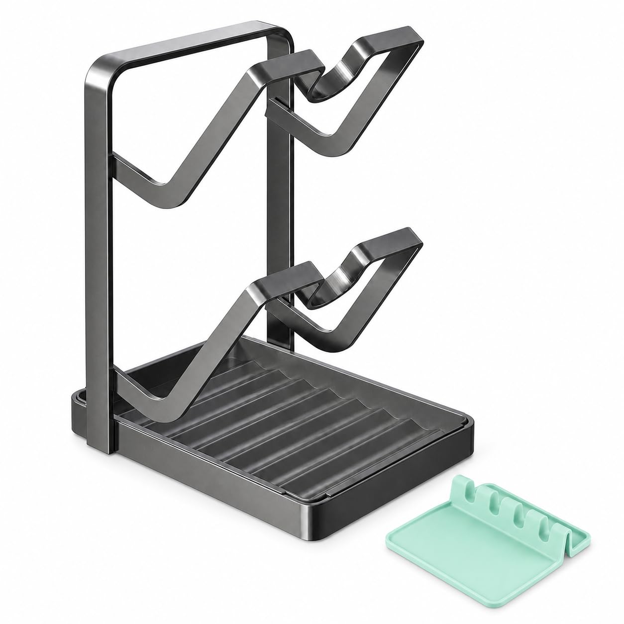 2-Tier Pot Lid Holder for Countertop, Pot and Pan... (gray | Carbon Steel)