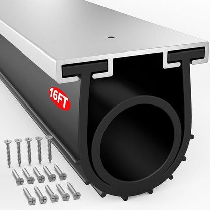 Garage Door Bottom Seal with Pre-drilled Aluminum... (Black-Track Kit | Rubber)