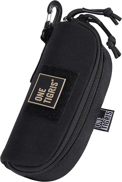 ONETIGRIS Tactical Hard Shell Eyeglasses Case, MOLLE Sunglasses Pouch | Fits most regular glasses,1000D nylon hard shell glasses case, crush-proof PP liner, inner pocke, quick-access two way zipper