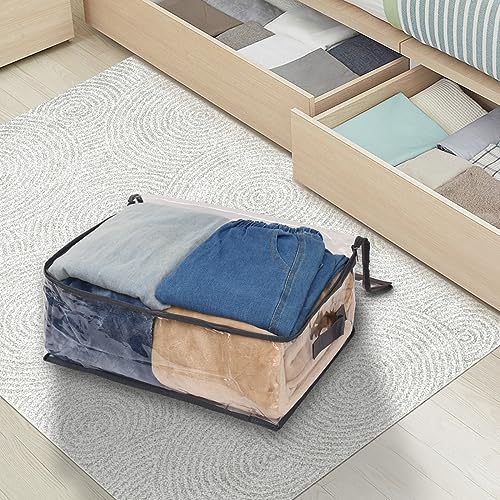 Fixwal Blanket Storage Bags 2 Pack Plastic Clothes Closet Organizer Clear | Clear Plastic, Zippered Closure, for Clothes Comforters Sweaters Blankets Sheets and Toys, Closet Storage