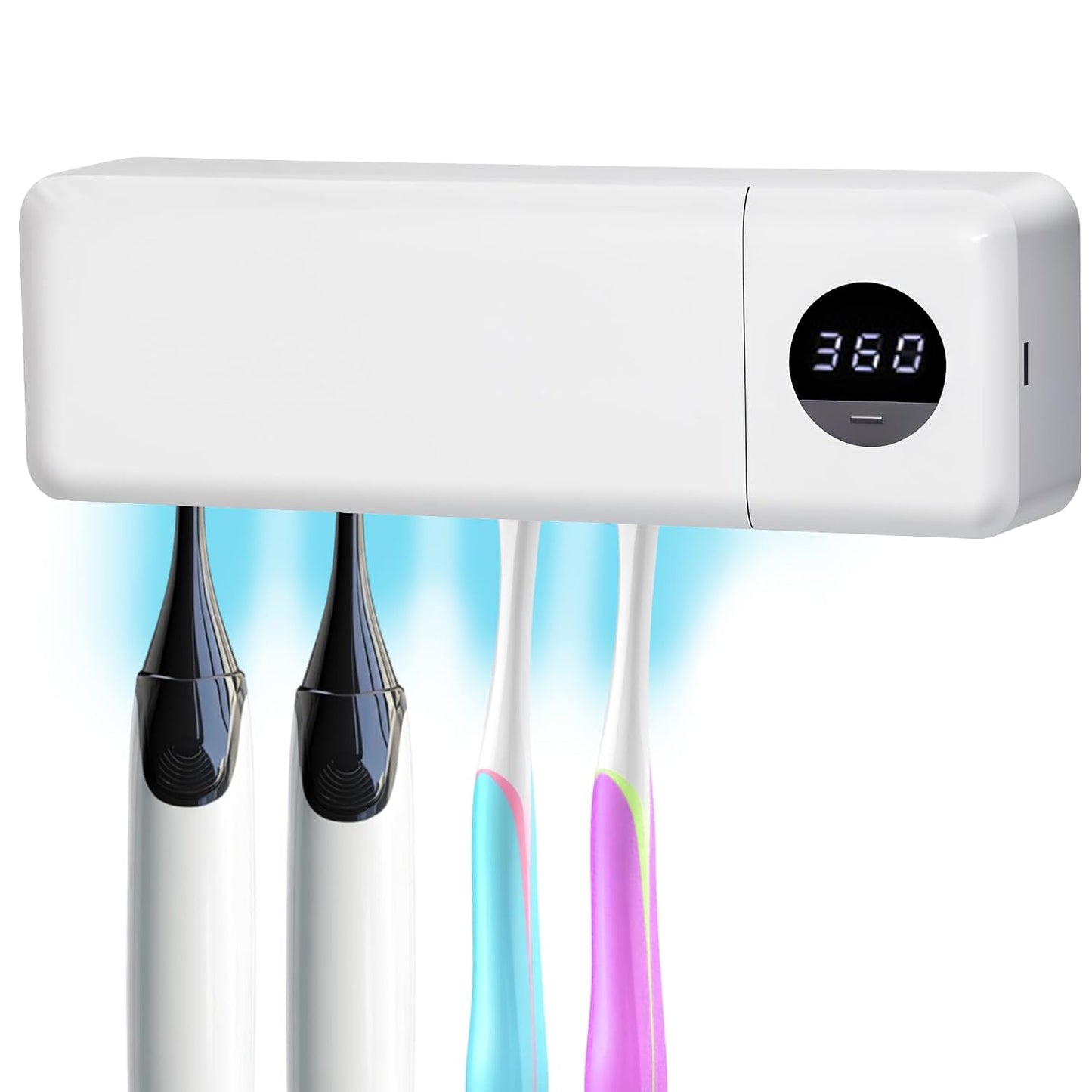 UV Toothbrush UV Light Cleaning Holder - Rechargeable Tooth Brush Smart Cleaner with Light Cleaning Air Drying - Bathroom Wall Mount Holders Cleaning and Drying
