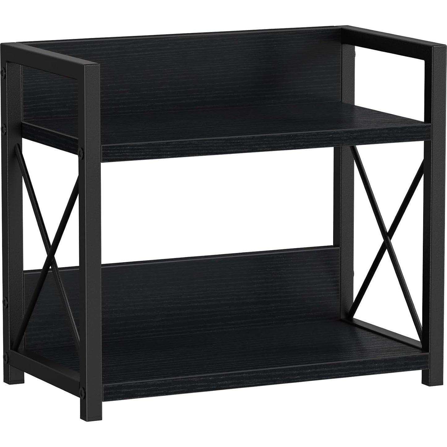 Giikin Kitchen Counter Shelf, 2 Tier Kitchen Spice Rack Organizer for Countertop, Wood Coffee Bar Organizer for Home (Black, S)