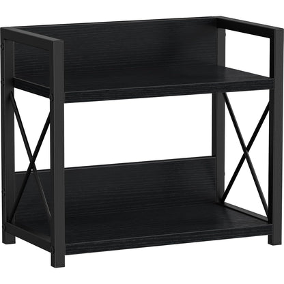 Giikin Kitchen Counter Shelf, 2 Tier Kitchen Spice Rack Organizer for Countertop, Wood Coffee Bar Organizer for Home (Black, S)