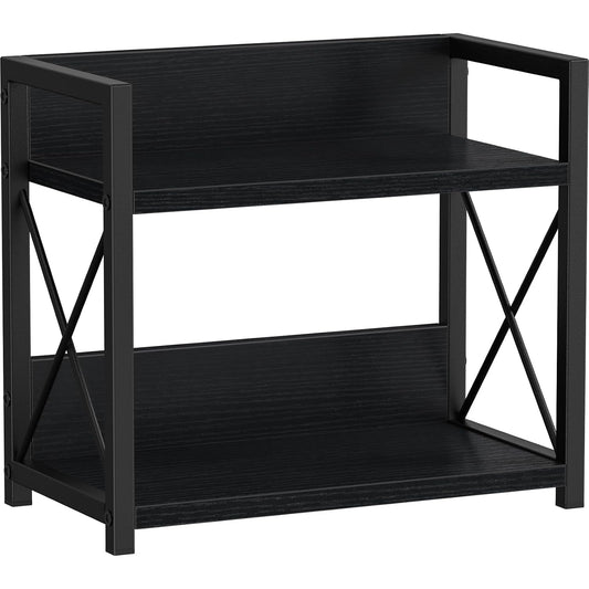 Giikin Kitchen Counter Shelf, 2 Tier Kitchen Spice Rack Organizer for Countertop, Wood Coffee Bar Organizer for Home (Black, S)