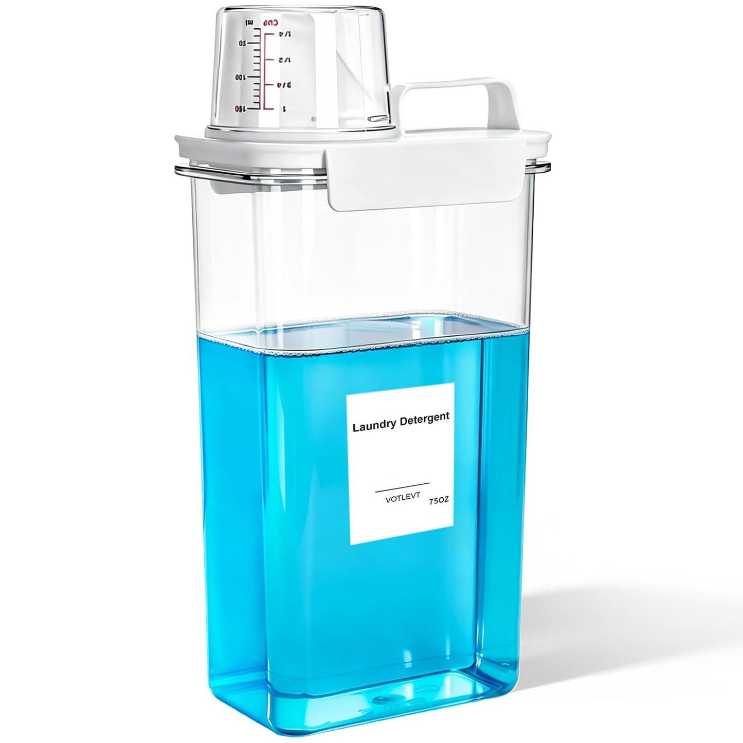 75OZ Laundry Detergent Dispenser, Liquid Laundry Soap Dispenser, Fabric Softener Organizer, Clear Plastic Powder Laundry Detergent Container, 1PACK