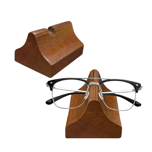 2 Pcs Glasses Stand, Wood Eyeglasses Holder for Desk , Sunglasses Display Case for Home, Office, Desk, Countertop, Nightstand