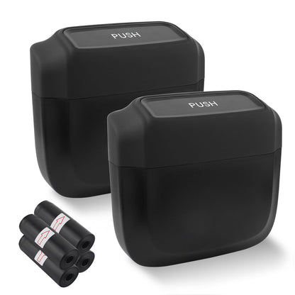 IHOTDER 2PCS Car Trash Can with Lid + 60PCS Garbage Bags,Mini Trash Can Interior Accessories for Door/Seat/Center Console/Home/Office,Multifunctional Car Organizers and Storage (Black)