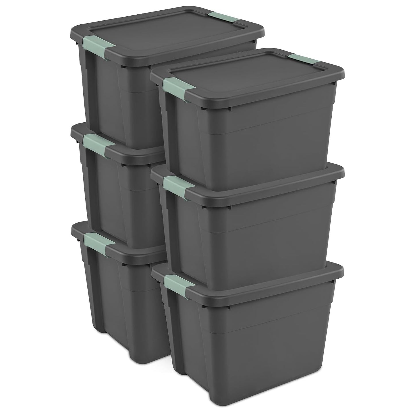 Sterilite Latch Tote Storage with Lids for Home & Office, 12 Gallon, 6-Pack | Heavy-Duty and Stackable Plastic Containers with Latches for Closet, Cabinet, Bedroom, Bathroom and Dorm Room Organization