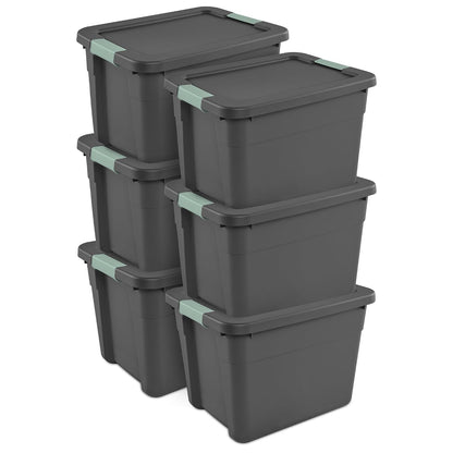 Sterilite Latch Tote Storage with Lids for Home & Office, 12 Gallon, 6-Pack | Heavy-Duty and Stackable Plastic Containers with Latches for Closet, Cabinet, Bedroom, Bathroom and Dorm Room Organization