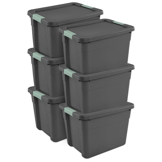 Sterilite Latch Tote Storage with Lids for Home & Office, 12 Gallon, 6-Pack | Heavy-Duty and Stackable Plastic Containers with Latches for Closet, Cabinet, Bedroom, Bathroom and Dorm Room Organization