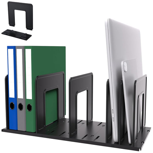 Adjustable Vertical File Sorter Sturdy Plastic Exp... (Black)