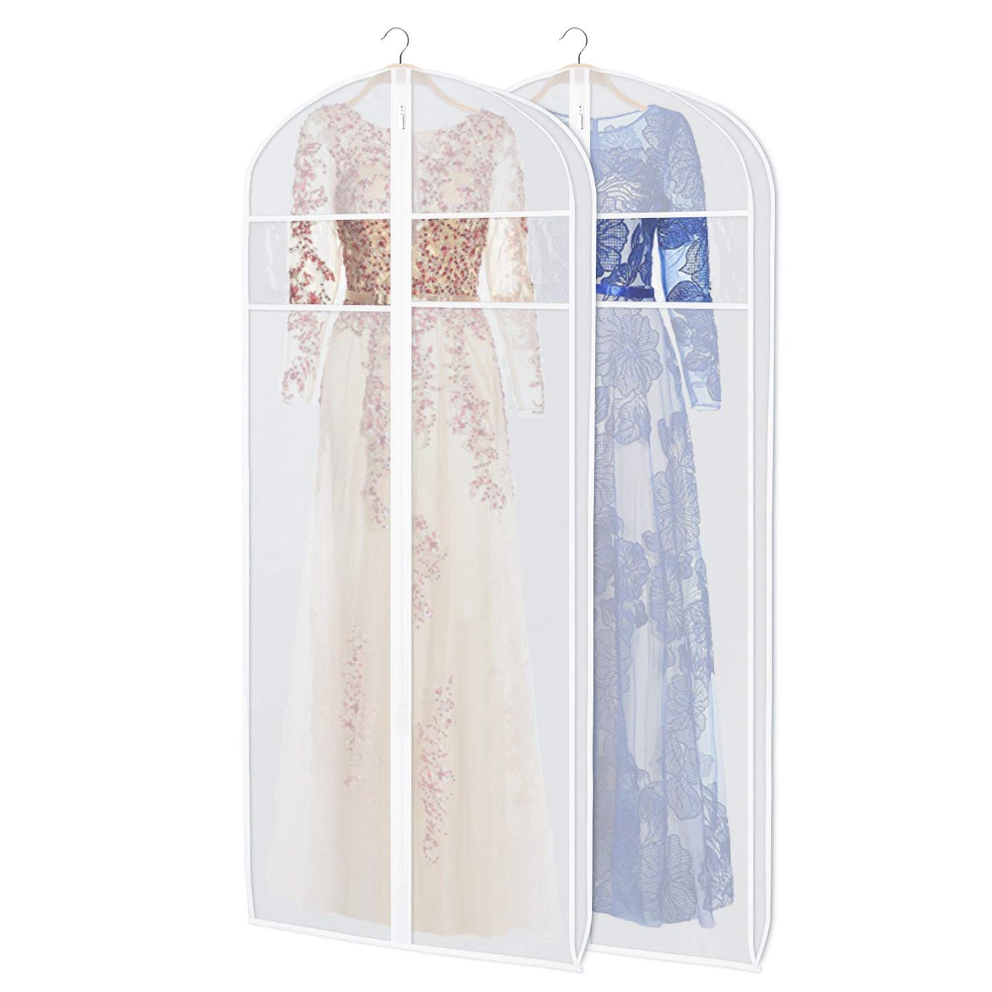 Zilink Dress Garment Bag for Storage Dress Cover Bag for Long Dresses 72 in | 3 in Gusseted, Clear Window, Dress Protector Bag for Long Evening Dresses, Fur Coat, Long Dress, Gown Closet Storage, 2 Pack
