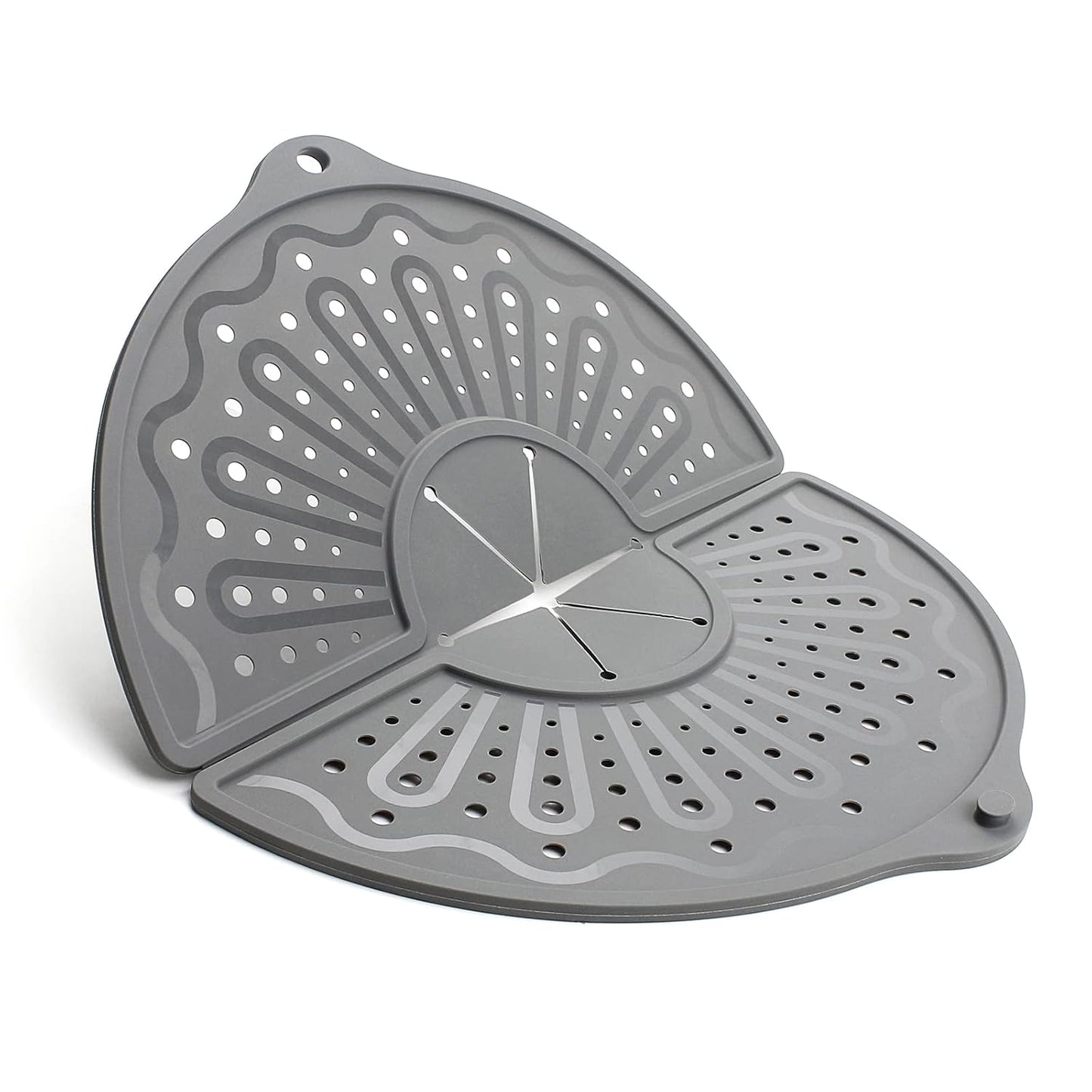 Foldable Silicone Splatter Screen for 10-12" Pans, BPA-Free, Gray | Foldable Splash Guard, Multi-Use Grease Splatter Guard/Trivet Mat,Non-Stick Oil Splatter Guard, Dishwasher Safe