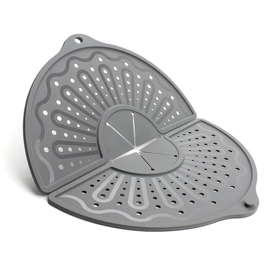 Foldable Silicone Splatter Screen for 10-12" Pans, BPA-Free, Gray | Foldable Splash Guard, Multi-Use Grease Splatter Guard/Trivet Mat,Non-Stick Oil Splatter Guard, Dishwasher Safe