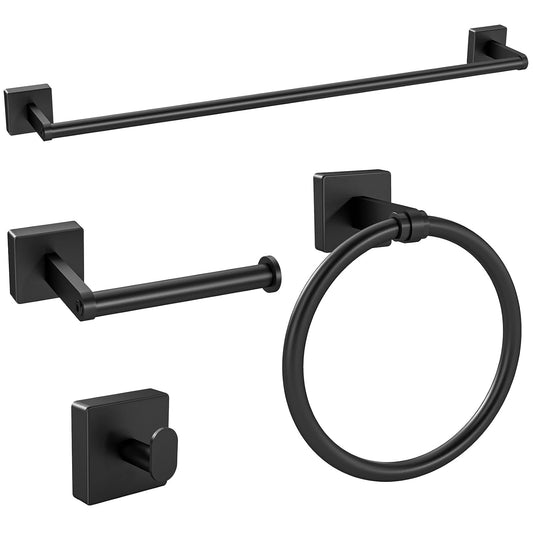 Black Bathroom Accessories Set, 24 inch Towel Rack...