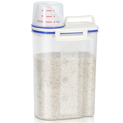 TBMax Rice Container 4 Lbs / 2 Kg Rice Dispenser with Measuring Cup, BPA-Free Plastic Kitchen Pantry Food Storage Holder for Oatmeal Flour Grain, Small Pet Cat Dog Food Container