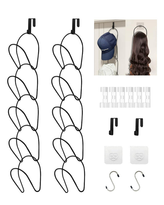 10 Pack Hat Rack Hanger Holder Organizer Closet Ha... (10pcs Black | Metal)