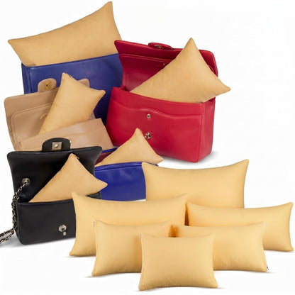Xuhal 6 Pcs Golden Purse Insert Pillows Set Cushioned Handbag Fillers Set of Shaper Inserts Maintain Small to Large Purses for Prevent Creases and Damage Storage Display Purse Stuffing Packing Filler